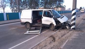 В Брагине водитель микроавтобуса отвлекся на собаку и въехал в столб