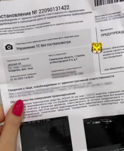 «Какие-то другие камеры?» — Белоруске пришло «письмо счастья» за непройденный техосмотр. Как наказали?
