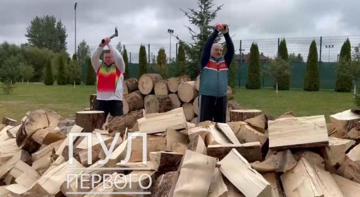Лукашенко показал как рубит дрова, чтобы согреть Европу