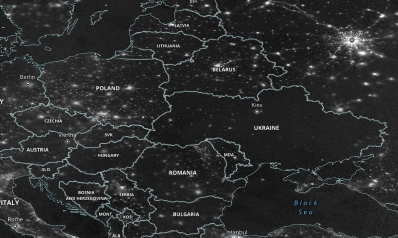 NASA показала, как выглядела Украина без света по сравнению с РФ и Беларусью