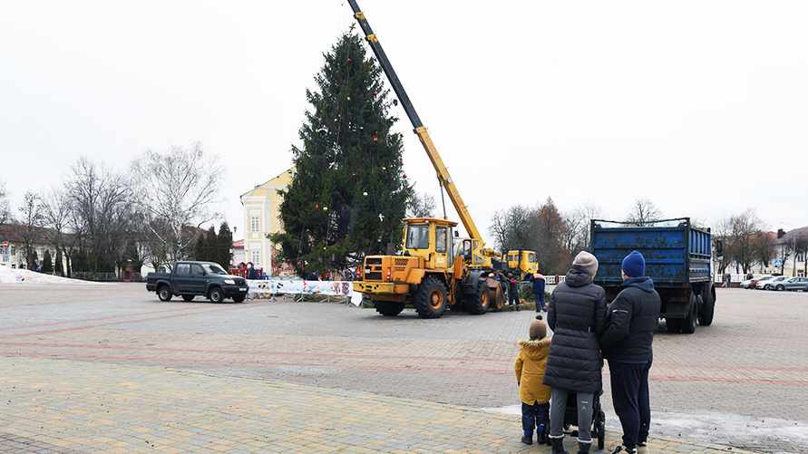 В Полоцке 2 января переустановили главную новогоднюю ёлку