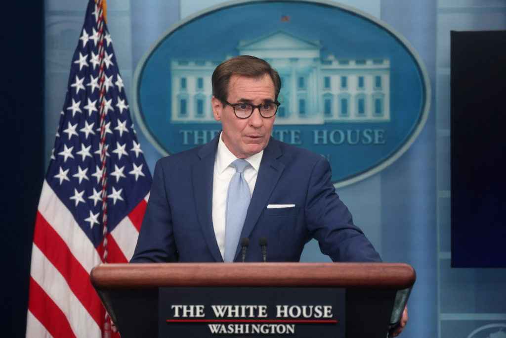 John Kirby, National Security Council Coordinator for Strategic Communications, takes part in White House Press Secretary Karine Jean-Pierre’s press briefing at the White House in Washington, U.S., August 2, 2022. REUTERS/Leah Millis