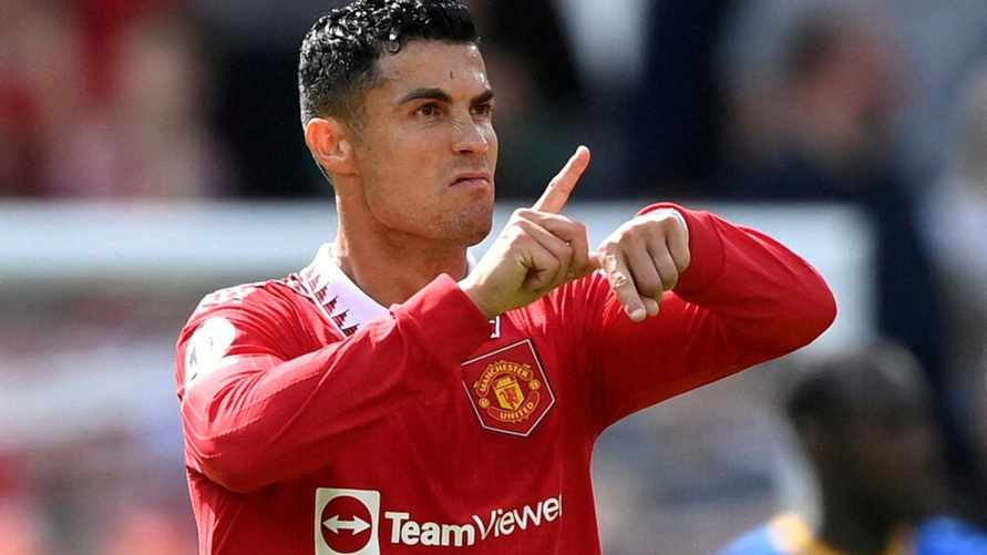 FILE PHOTO: Soccer Football - Premier League - Manchester United v Brighton & Hove Albion - Old Trafford, Manchester, Britain - August 7, 2022 Manchester United's Cristiano Ronaldo reacts after their first goal REUTERS/Toby Melville/File Photo EDITORIAL USE ONLY. No use with unauthorized audio, video, data, fixture lists, club/league logos or 'live' services. Online in-match use limited to 75 images, no video emulation. No use in betting, games or single club /league/player publications. Please contact your account representative for further details.