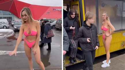 По улицам Минска в -2°С гуляла полуголая девушка. Зачем?