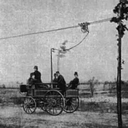 Фото: Первый в мире троллейбус, Берлин 1882, wikipedia