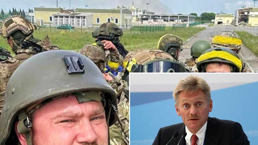 Фото/коллаж (бойцы РДК заезжают на российскую пограничную заставу / Д.Песков)