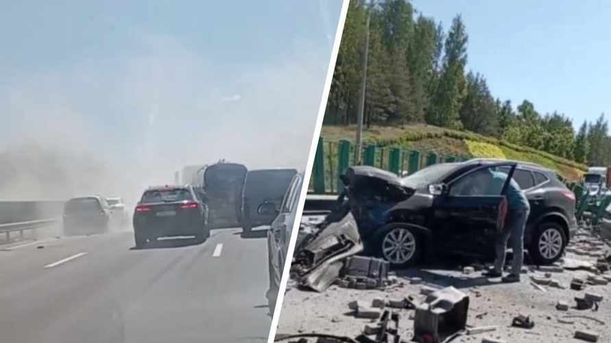 «Чуть не убило, отделяло 10 секунд!» — Водитель показал видео, как фура засыпала минскую кольцевую плиткой