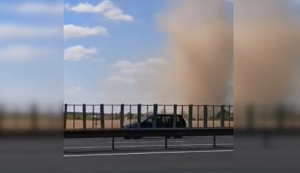 Автомобилисты засняли на видео «пылевого дьявола» у трассы под Минском