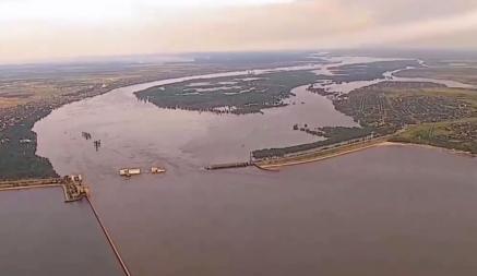 Украинские пограничники показали, как выглядит затопленная Каховская ГЭС