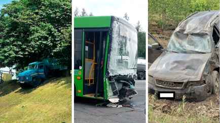 Повисший грузовик, лобовое с автобусом и горящие авто — Что происходило на белорусских дорогах в последние дни