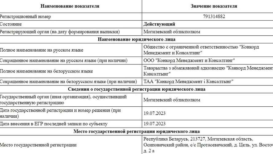 Скриншон egr.gov.by