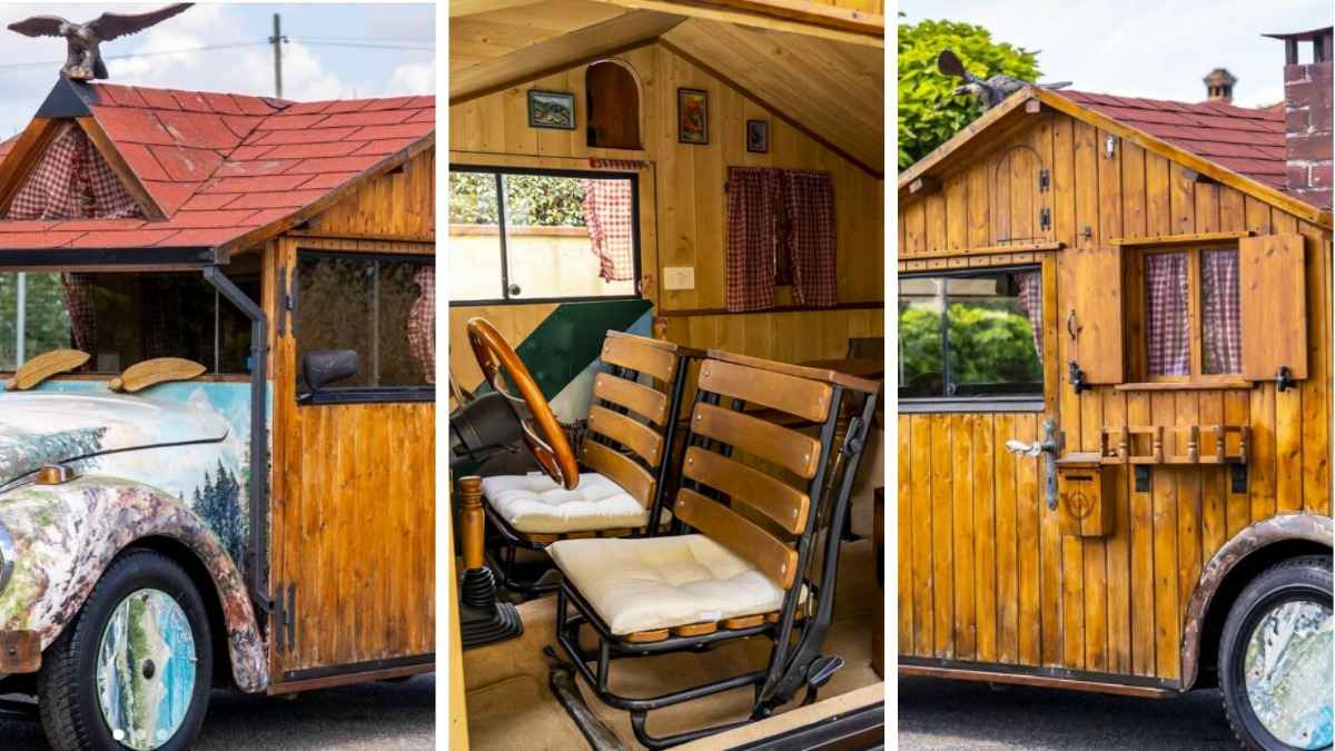 Есть диван и часы с кукушкой. В Италии выставили на торги избу на базе Volkswagen. Сколько просят?