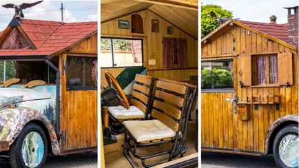 Есть диван и часы с кукушкой. В Италии выставили на торги избу на базе Volkswagen. Сколько просят?