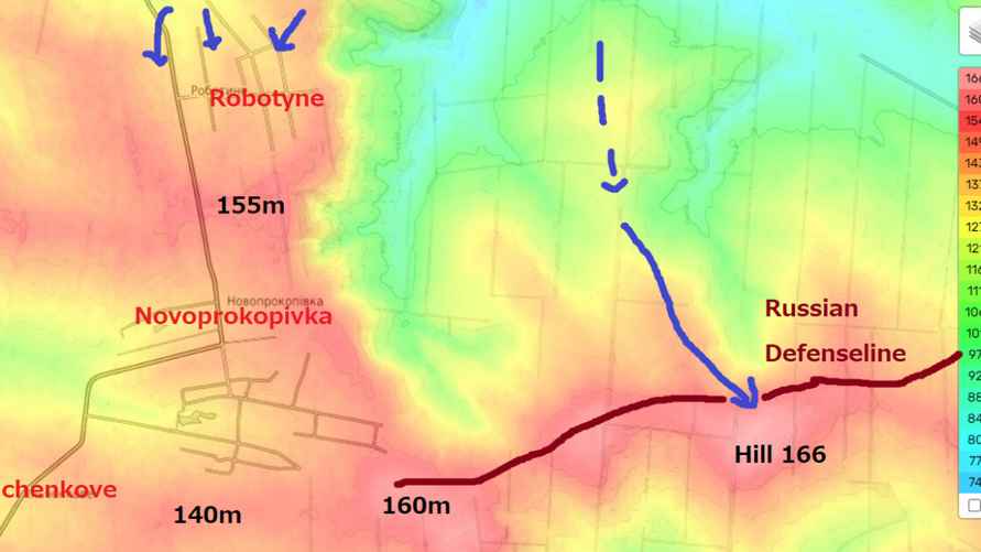 Карта возвышенностей в районе Работино