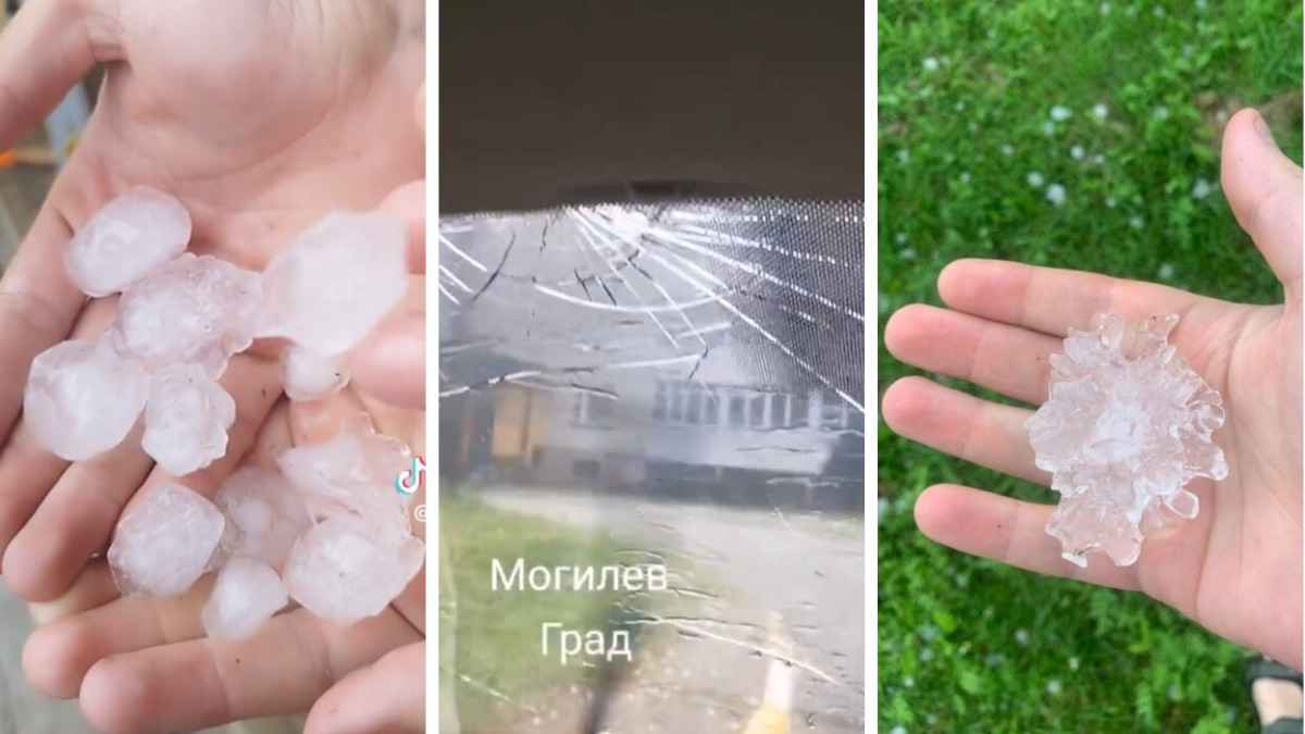 «Все по домам!» - Могилев накрыл ливень и крупный град, разбивавший стекла