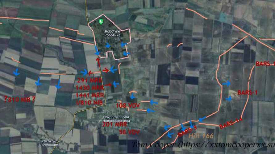 Карта продвижения ВСУ (синие стрелки) в районе Работино. ©Том Купер