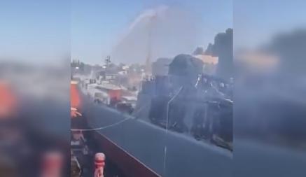 Появилось видео БДК «Минск», поврежденного в Севастополе