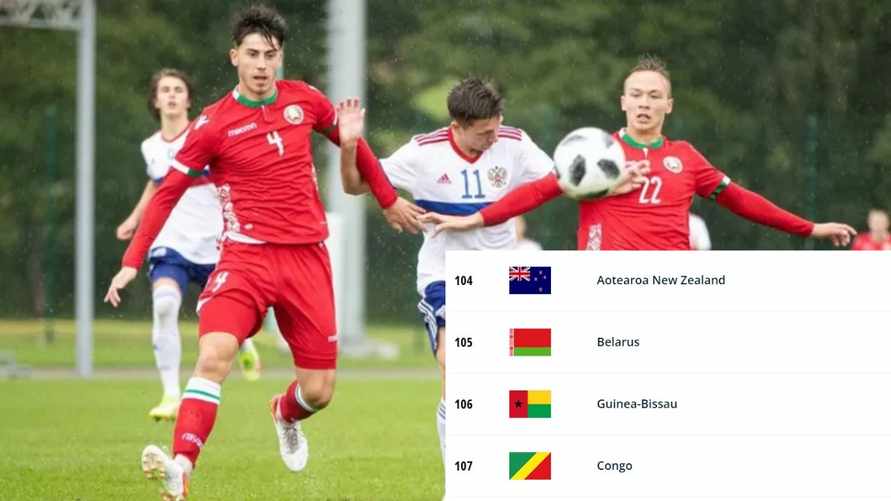 Между Новой Зеландией и Гвинеей-Бисау. Сборная Беларуси по футболу выбыла из топ-100 рейтинга ФИФА