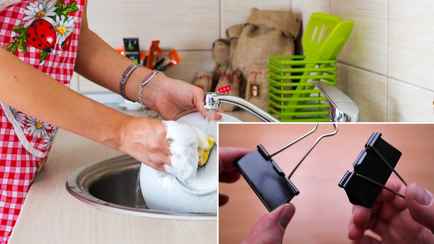 Зачем класть канцелярский зажим у кухонной мойки? Сразу решит ужасную проблему
