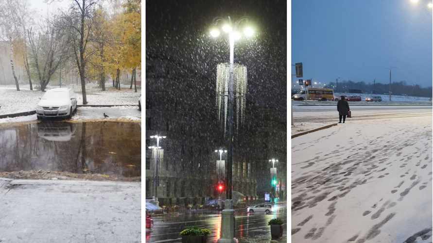 "Пе-е-ервый снег!" - Белорусы снова поделились видео первых снегопадов. Круче, чем 20 октября?