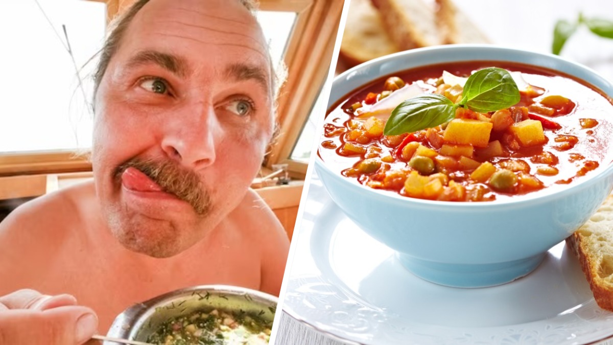 Холодный свекольный суп с оливками