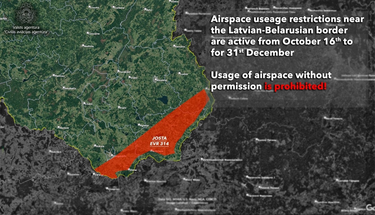 Латвия ввела запрет на полёты беспилотников у границы с Беларусью