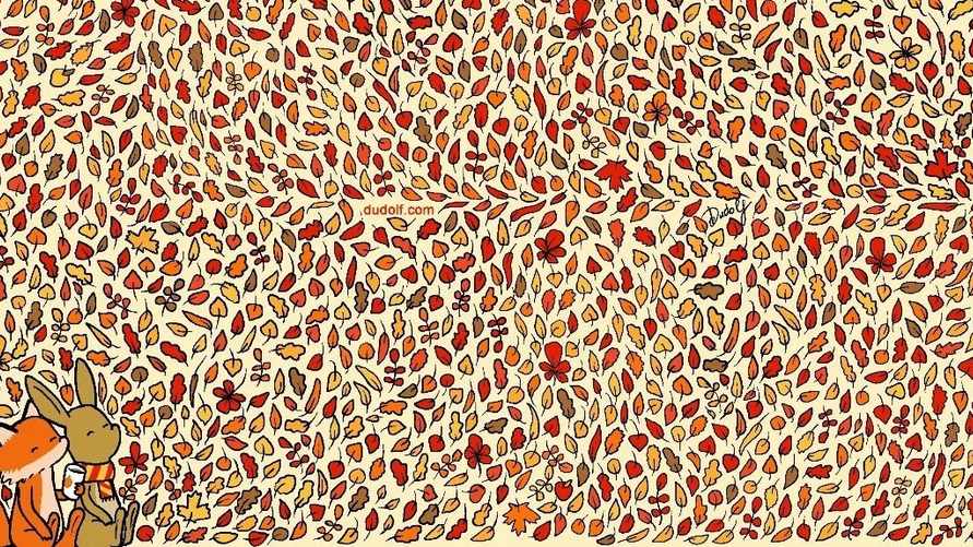 Этот осенний тест смогут пройти только самые внимательные. Найдите среди листьев 4 яблока