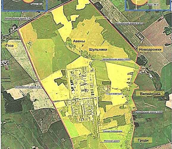 Карта границ зоны безопасности из постановления Совмина