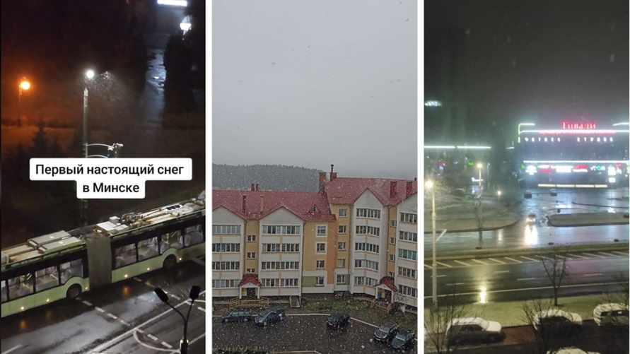 “Огромные хлопья!” – Минчане поделились видео “первого настоящего снега”, а синоптики рассказали, где его ждать 17-19 ноября