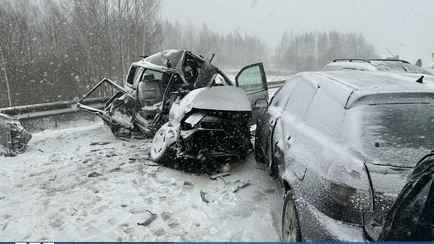 В Чаусском районе столкнулись 3 легковых авто и автобус. Погибли 2 человека
