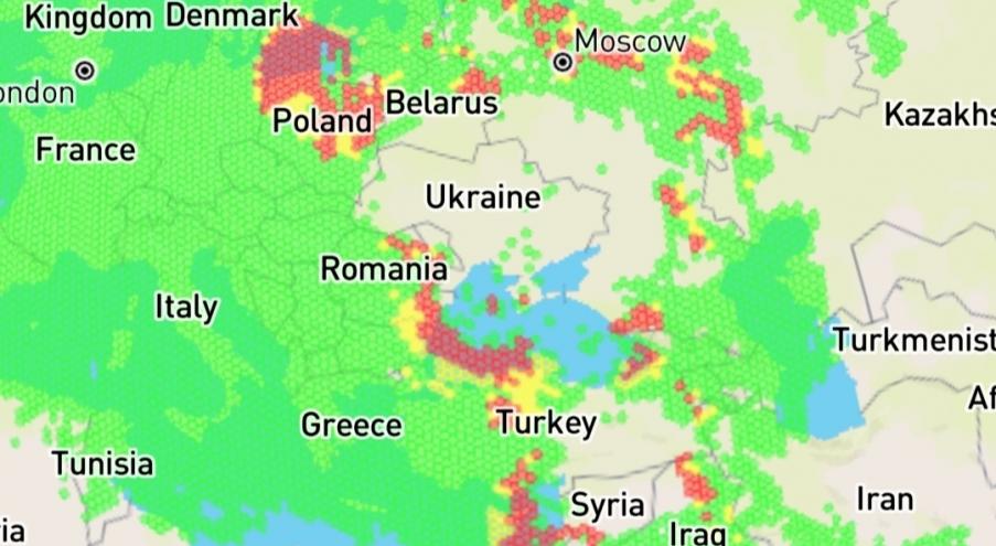 На карте портала gpsjam.org данные агрегируются за последние