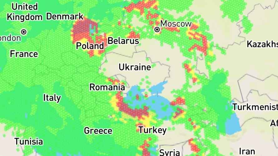 А вот так выглядит полная карта сбоев GPS.