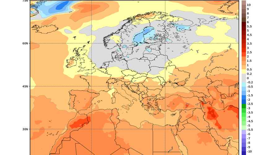 Температурные аномалии в феврале 2024 года, ECMWF