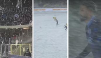 «Царил хаос» — Появились видео, как в Польше 2 футбольные команды сыграли под мощным снегопадом