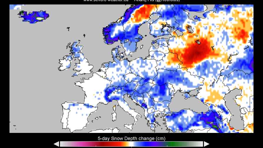 Изменение толщины снежного покрова с 22 по 27 декабря 2023 года