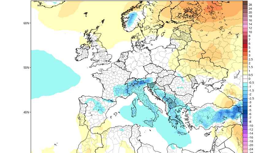 Температурные аномалии с 30 ноября по 29 декабря 2023 года