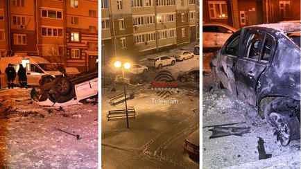 На видео попал прилёт снаряда во двор жилой многоэтажки в Белгороде