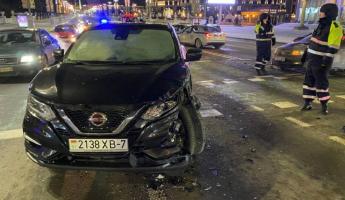 В ГАИ показали видео тройного лобового ДТП в центре Минска