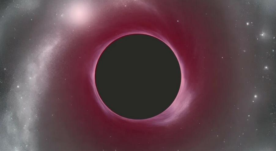 Гигантская, сверхмассивная чёрная дыра находится на расстоянии около