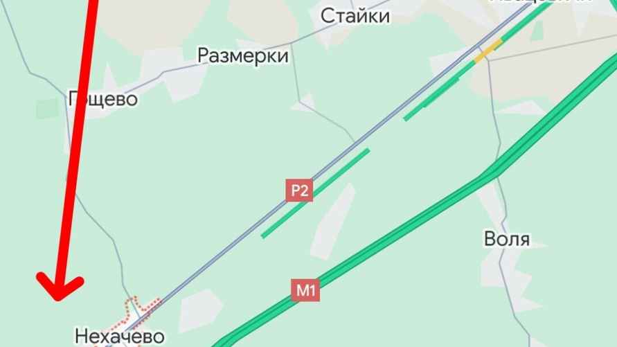 Место, где трассу перекрыли.