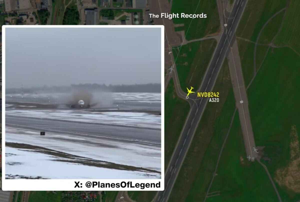 Появилось видео, как в Вильнюсе пассажирский самолёт промазал мимо посадочной полосы