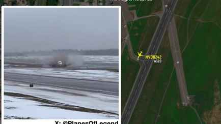 Появилось видео, как в Вильнюсе пассажирский самолёт промазал мимо посадочной полосы