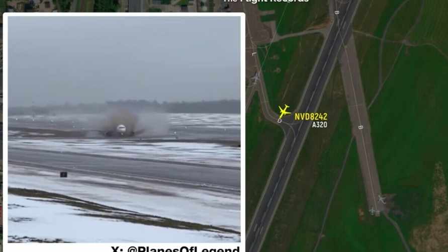 Появилось видео, как в Вильнюсе пассажирский самолёт промазал мимо посадочной полосы