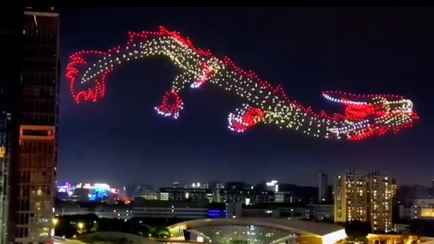 Тысячи дронов в виде драконов. Видео празднования Нового года в Китае облетели весь мир