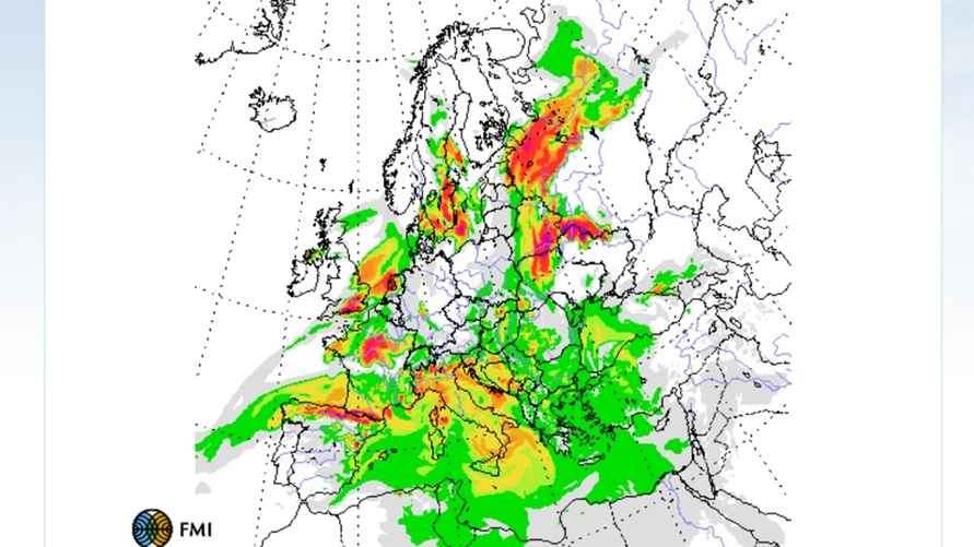 Концентрация пыльцы ольхи в воздухе