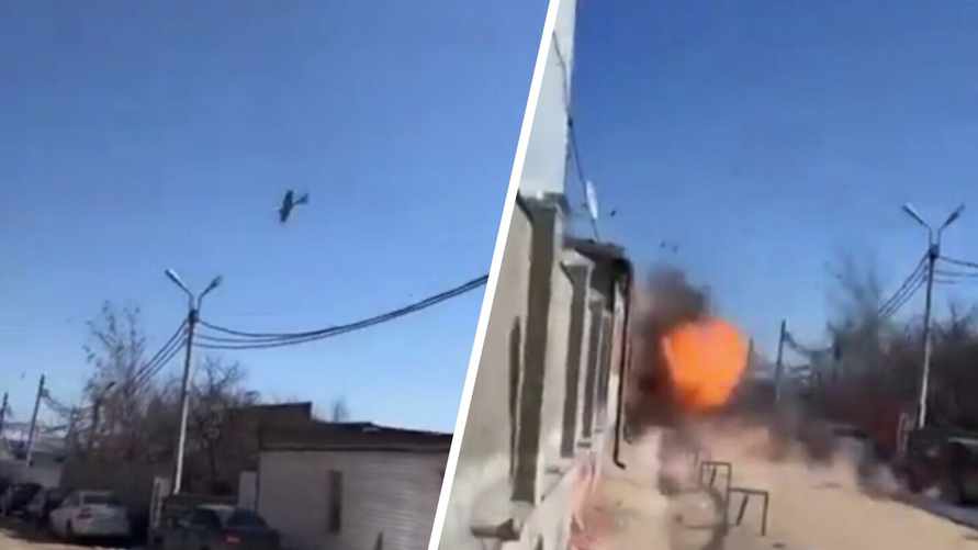 Россиянин снял на видео удар украинского беспилотника в паре метров от себя