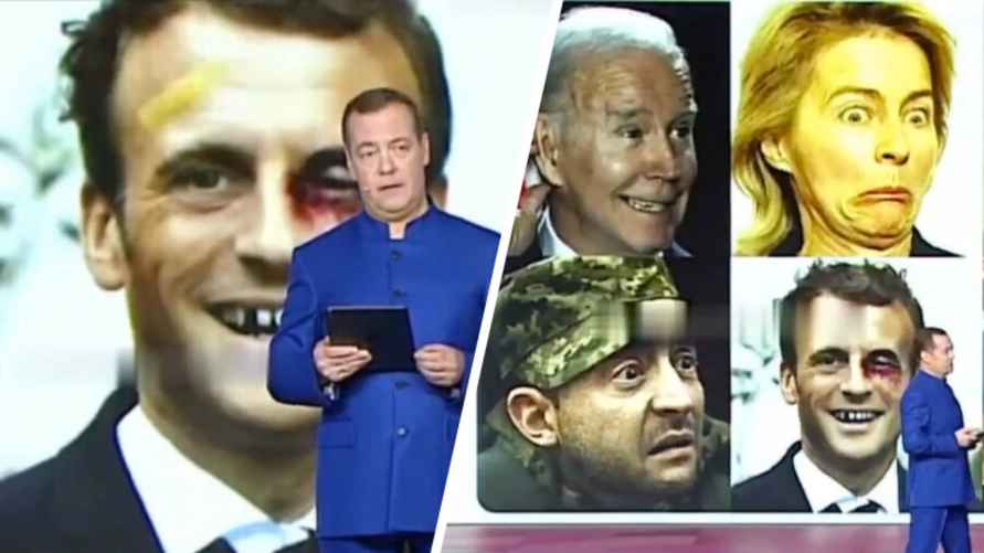 Дмитрий Медведев показал слайд с мемами на зарубежных политиков