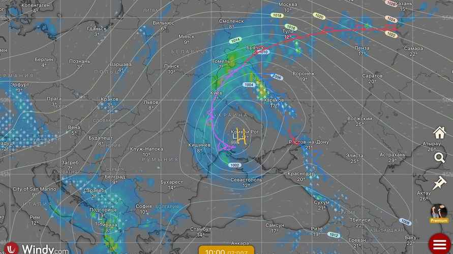 Скриншот: windy.com