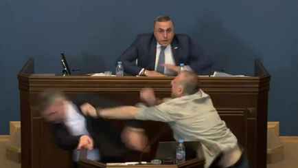 В Грузии депутаты подрались прямо в зале заседаний парламента