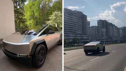 «Это тачка из Майнкрафта?» —  В Сети появились видео с первым Tesla Cybertruck в Беларуси. Как на него отреагировали?